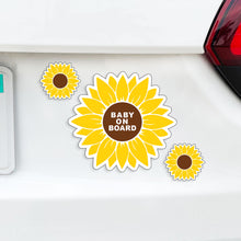 Load image into Gallery viewer, Cute Sunflower Baby On Board Magnet - w/ Additional Two 2&quot; Flower Option
