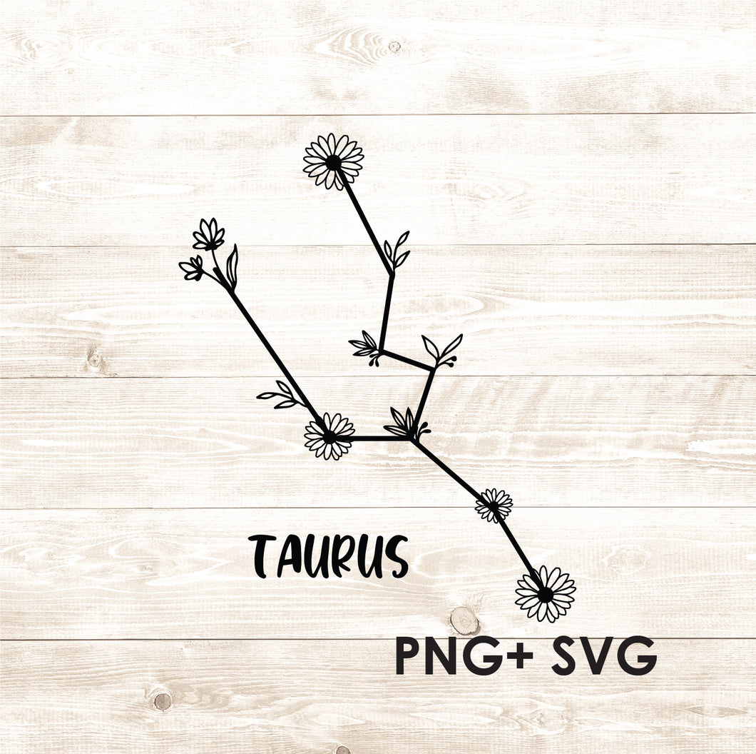 Taurus - Wildflower Zodiac - SVG + PNG - Digital Download