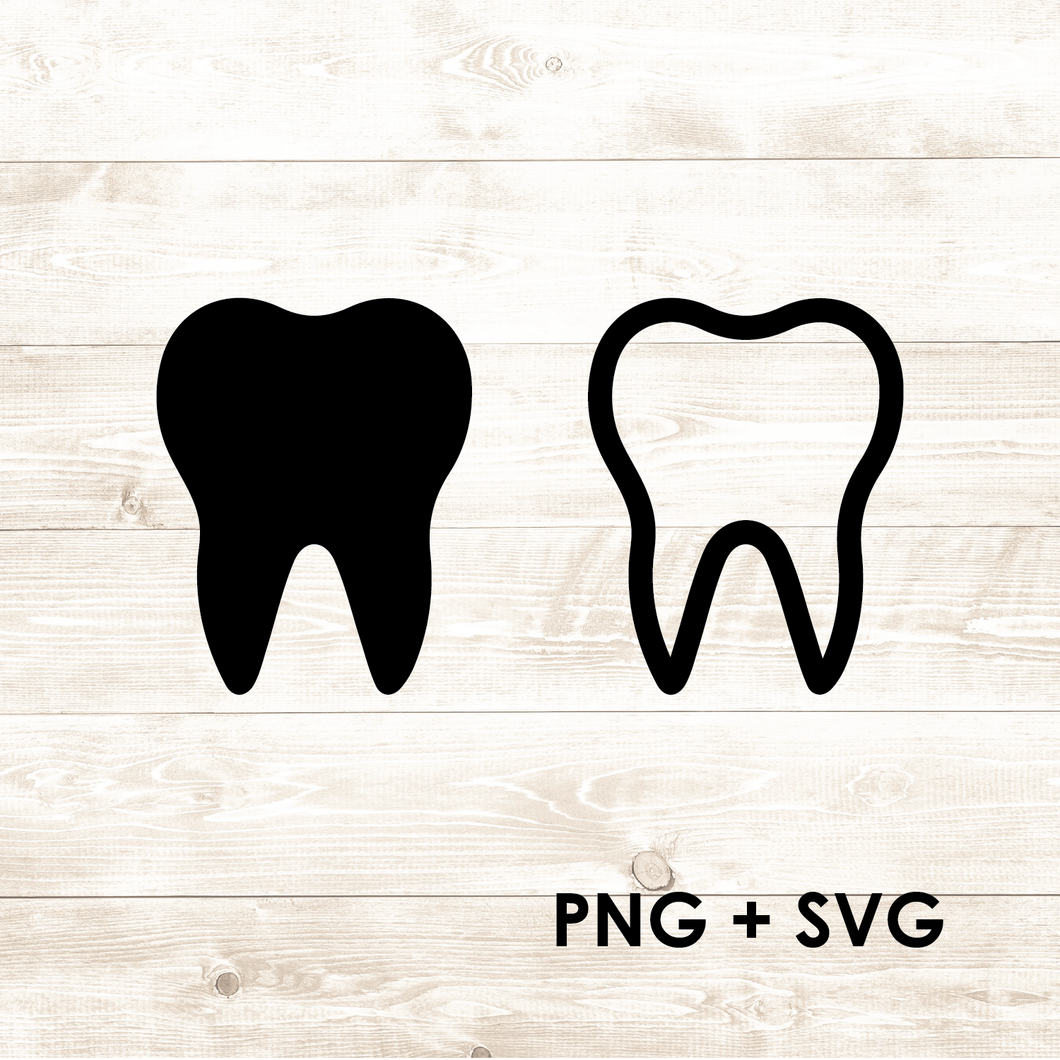 Tooth - Outlined Tooth - Tooth Fairy - SVG + PNG - Digital Download