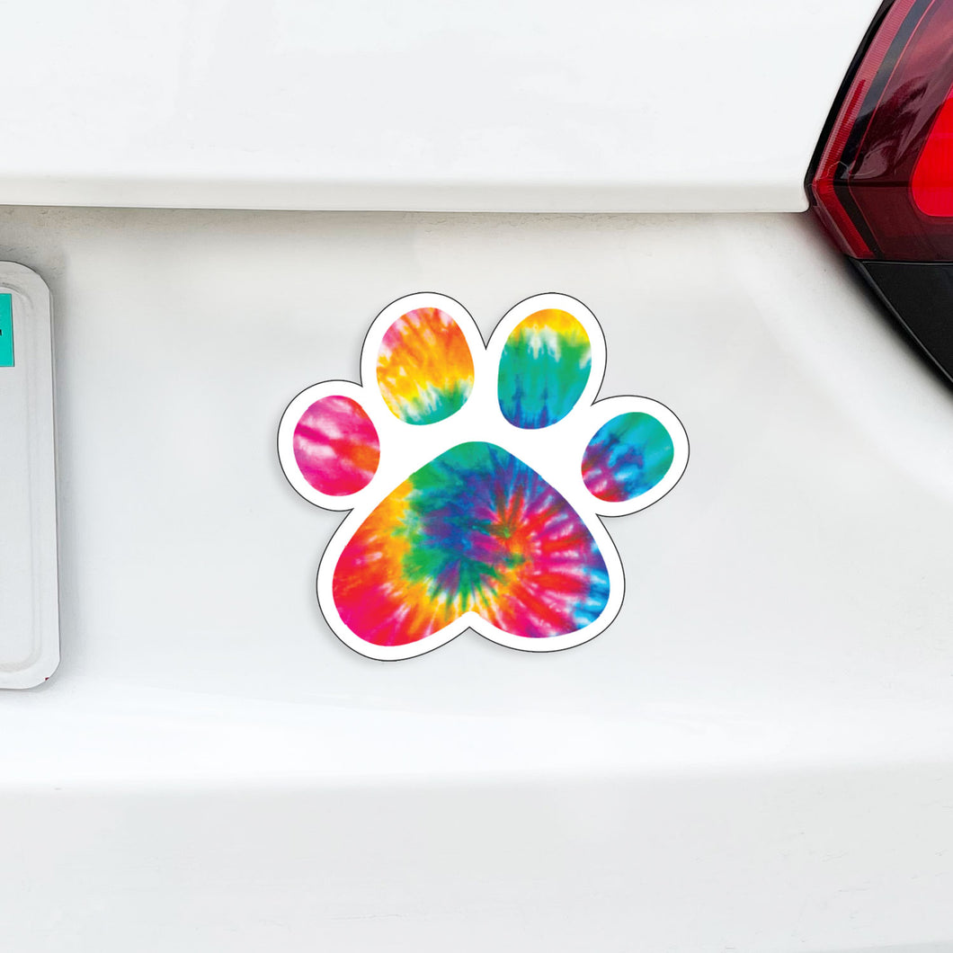 Tie Dye Dog Paw Magnet - Dogs on Board - I Love My Dogs