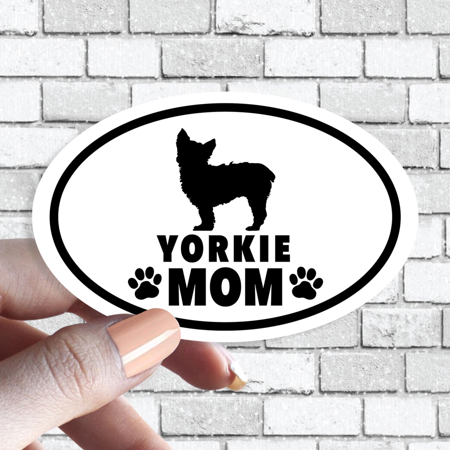 Dog Mom - ANY Dog Black and White Oval Sticker (Pick ANY Dog)- Dog Parent - Dog Moms