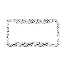 Load image into Gallery viewer, Dalmatian Pattern Dots Brush Strokes License Plate Frame - Black and White
