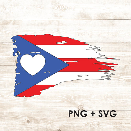 Distressed Puerto Rico Flag - Love Puerto Rico - SVG + PNG - Digital Download-Digital Download-Too Sweet SVGs