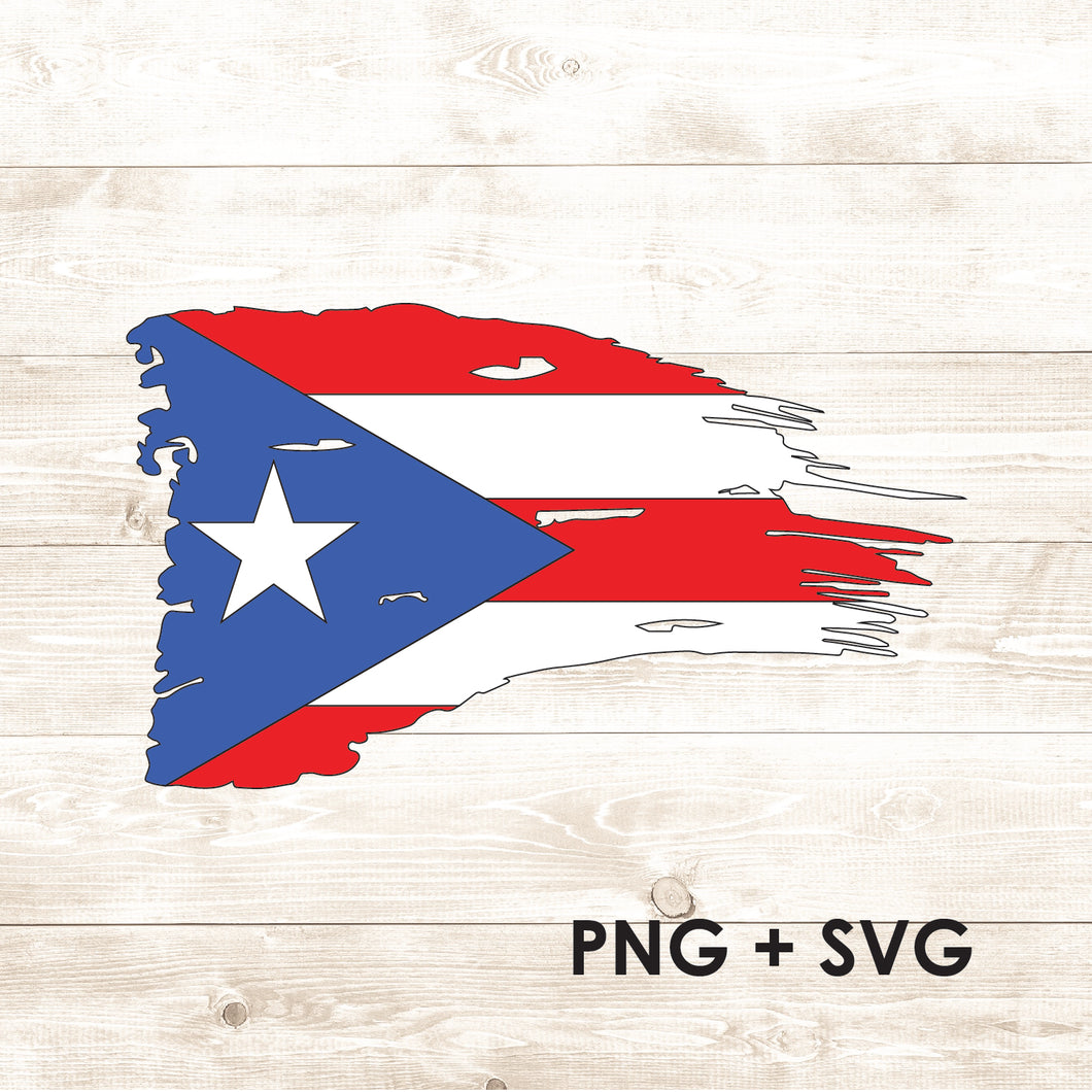 Distressed Puerto Rico Flag - - SVG + PNG - Digital Download-Digital Download-Too Sweet SVGs