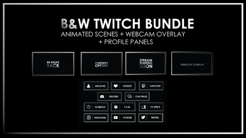 Black and White Twitch BUNDLE-Twitch-Too Sweet SVGs