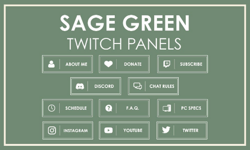 11 Sage Green Minimalistic Minimal - Twitch Profile Panels Set-Twitch-Too Sweet SVGs