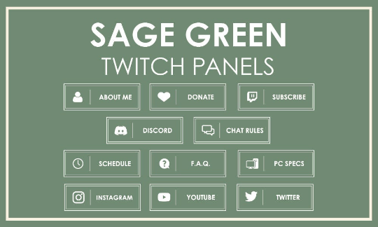 11 Sage Green Minimalistic Minimal - Twitch Profile Panels Set-Twitch-Too Sweet SVGs