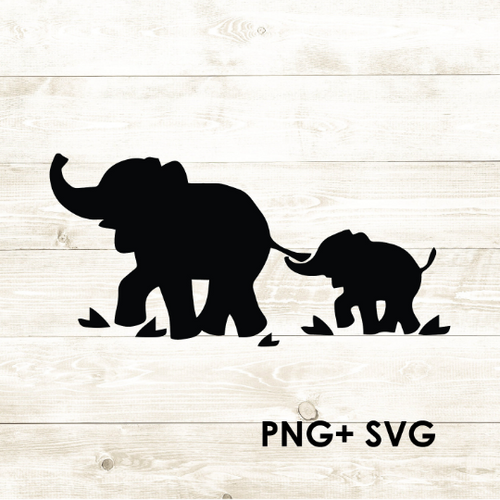 Mommy Elephant and Baby Elephant - SVG + PNG - Digital Download-Digital Download-Too Sweet SVGs