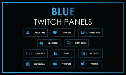 11 Blue Minimalistic Minimal - Twitch Profile Panels Set-Twitch-Too Sweet SVGs