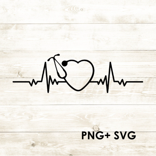 Stethoscope Heart Beat - Nurse Love - Doctor Love - SVG + PNG - Digital Download-Digital Download-Too Sweet SVGs