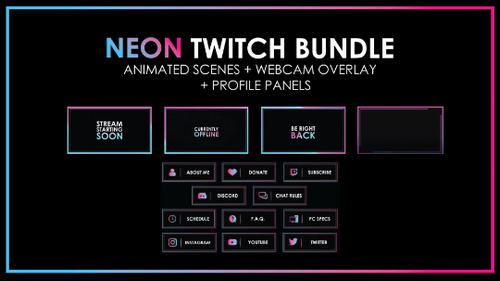 NEON Twitch Pink Blue BUNDLE-Twitch-Too Sweet SVGs