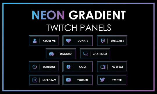 11 NEON Gradient Blue Purple - Twitch Profile Panels Set-Twitch-Too Sweet SVGs