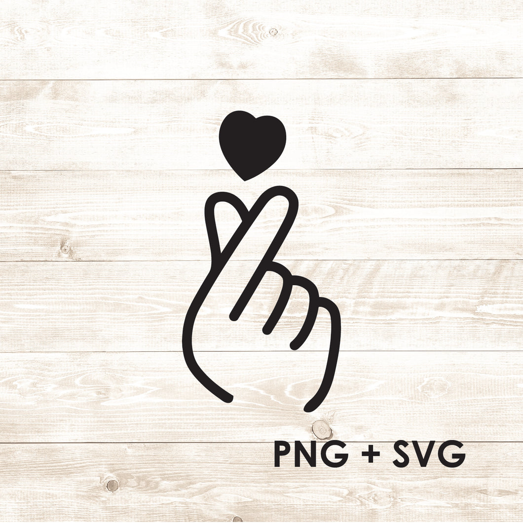 Cute Finger Heart - Korean Korea K Drama K Pop Graphic - SVG + PNG - Digital Download-Digital Download-Too Sweet SVGs