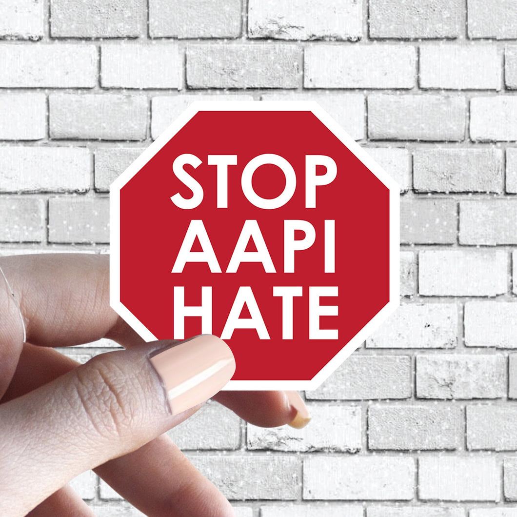 Stop AAPI Hate Asian Stop Sign Sticker