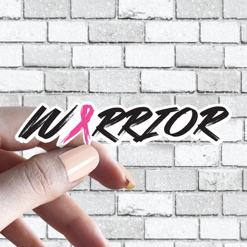 Breast Cancer Pink Ribbon Warrior Fighting or Survivor Sticker