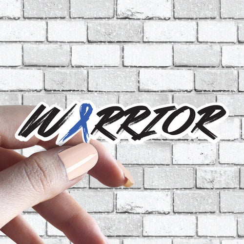 Colon Cancer Blue Ribbon Warrior Fighting or Survivor Sticker