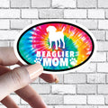 Beaglier- Dog Mom Oval Tie Dye Sticker