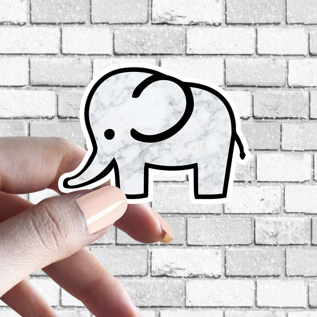 Cute Elephant Graphic Marble Sticker