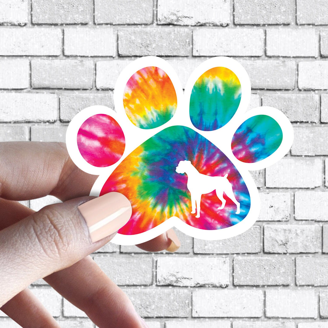 Boxer- Dog Paw Tie Dye Sticker