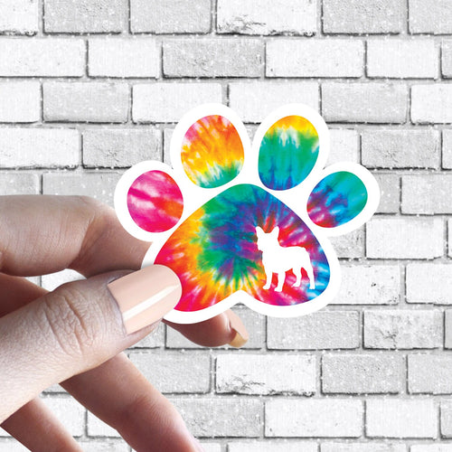 French Bulldog Frenchie - Dog Paw Tie Dye Sticker