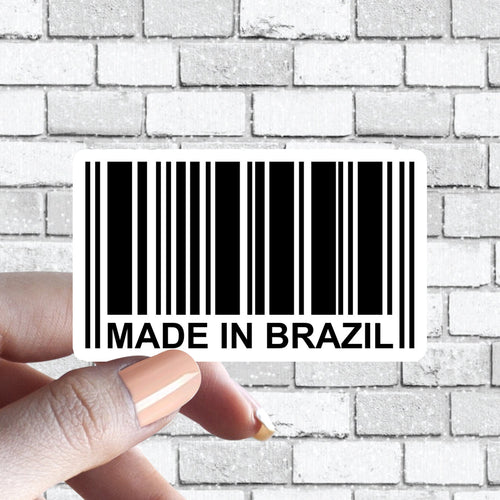 Made in Brazil Sticker, Brazil Brazilian Pride Country Barcode Sticker