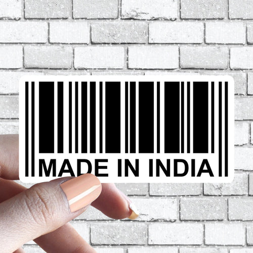 Made in India Sticker, indian Pride Country Barcode Sticker