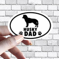 Husky - Dog Dad Oval Black and White Sticker