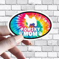 Pomsky - Dog Mom Oval Tie Dye Sticker