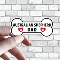 Aussie Australian Shepherd Dad- Dog Bone Sticker with Red Hearts