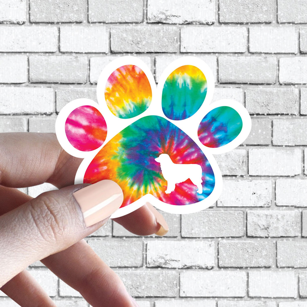 Aussie Australian Shepherd - Dog Paw Tie Dye Sticker