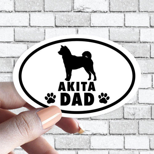 Akita Dad - Dog Dad Oval Black and White Sticker