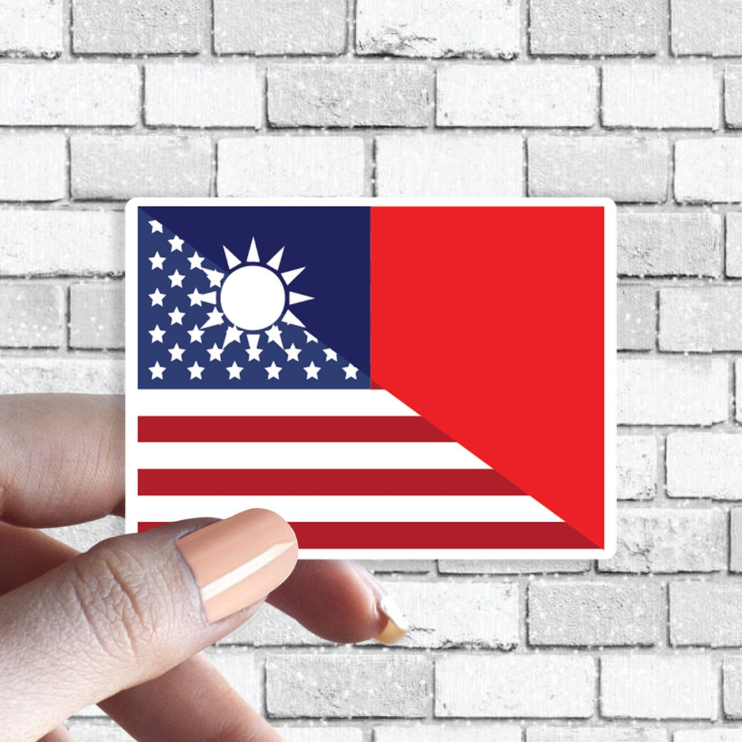 Taiwan American Taiwanese American Half Split USA US Flag Country Sticker