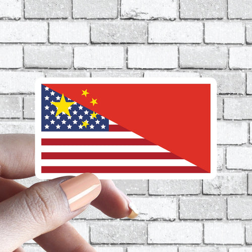 China America Chinese American Half Split USA US Flag Country Sticker