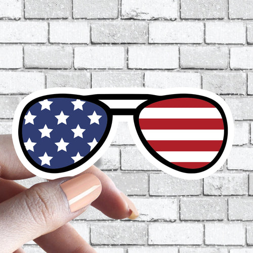 USA Flag Sunglasses Aviator US American United States Flag Country Sticker