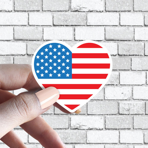 Heart American Flag US USA Country Sticker