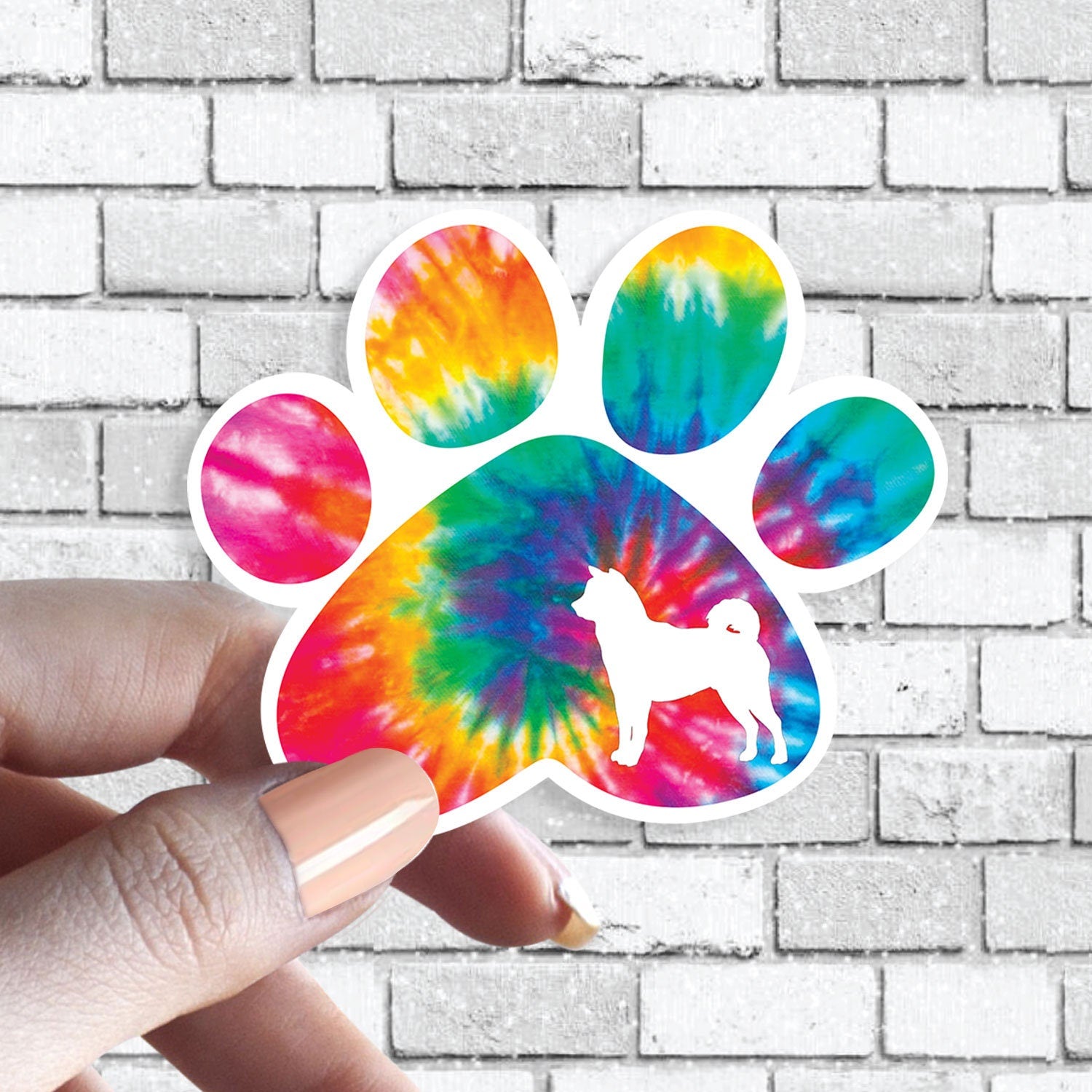 Akita - Dog Paw Tie Dye Sticker