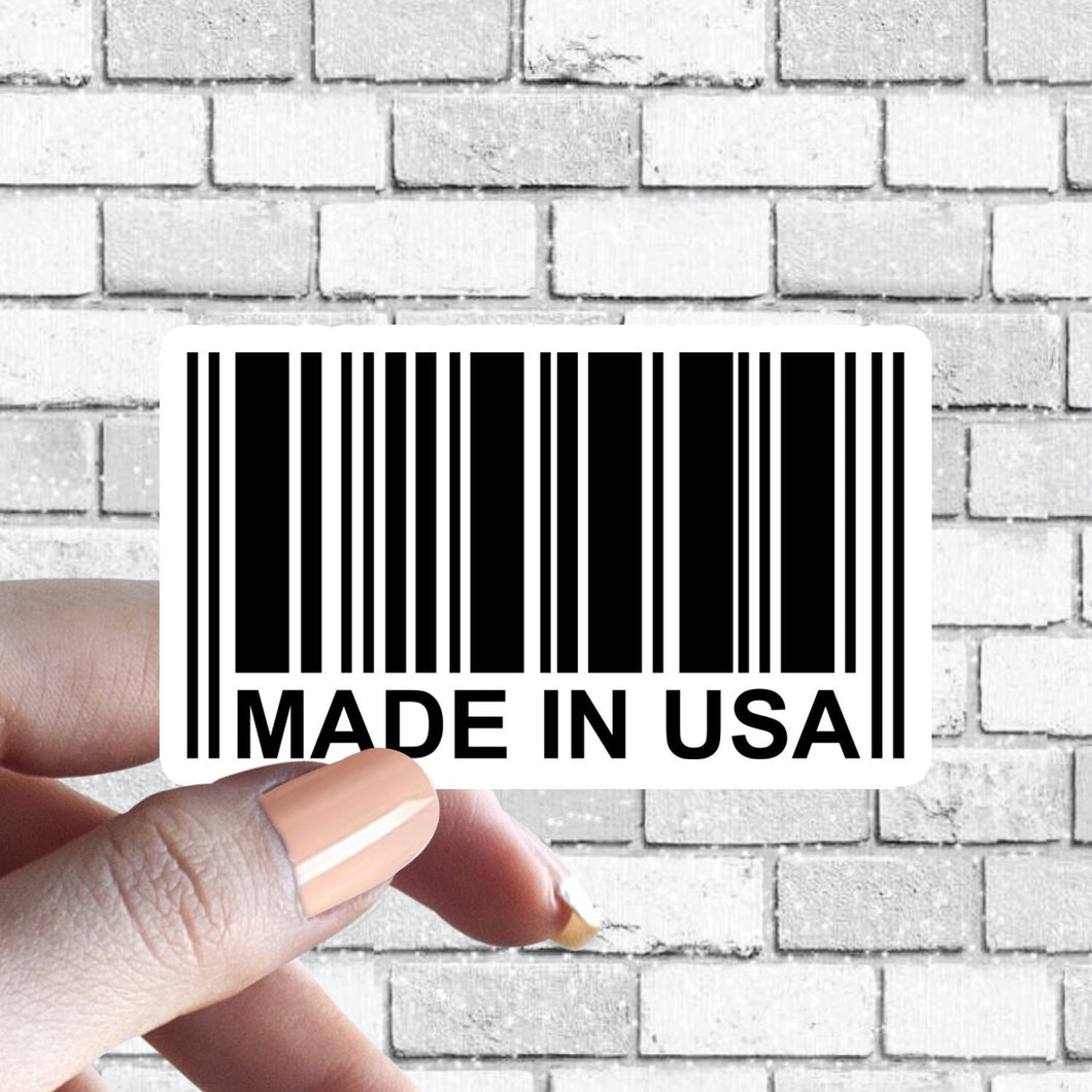 Made in USA Sticker, US American America Pride Country Barcode Sticker