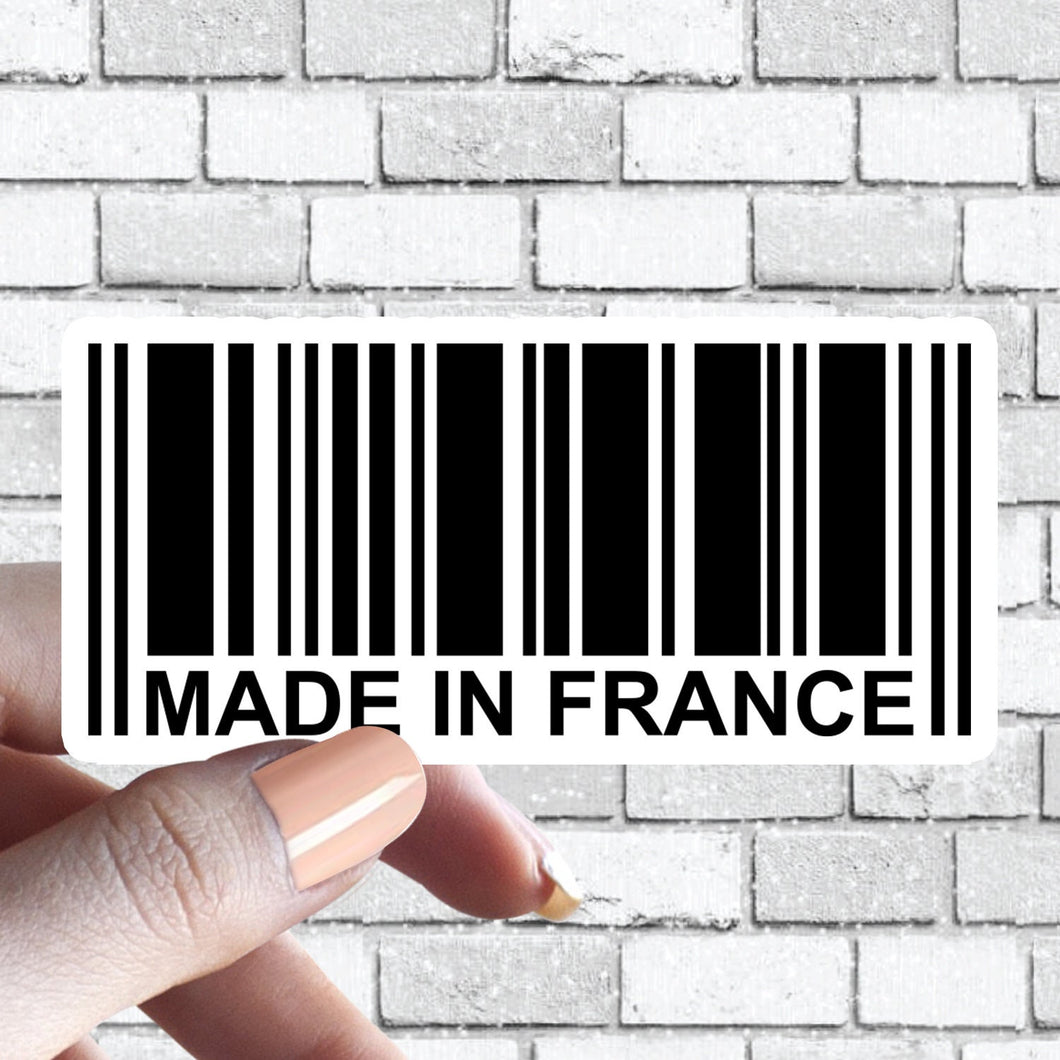 Made in France Sticker, French Pride Country Barcode Sticker