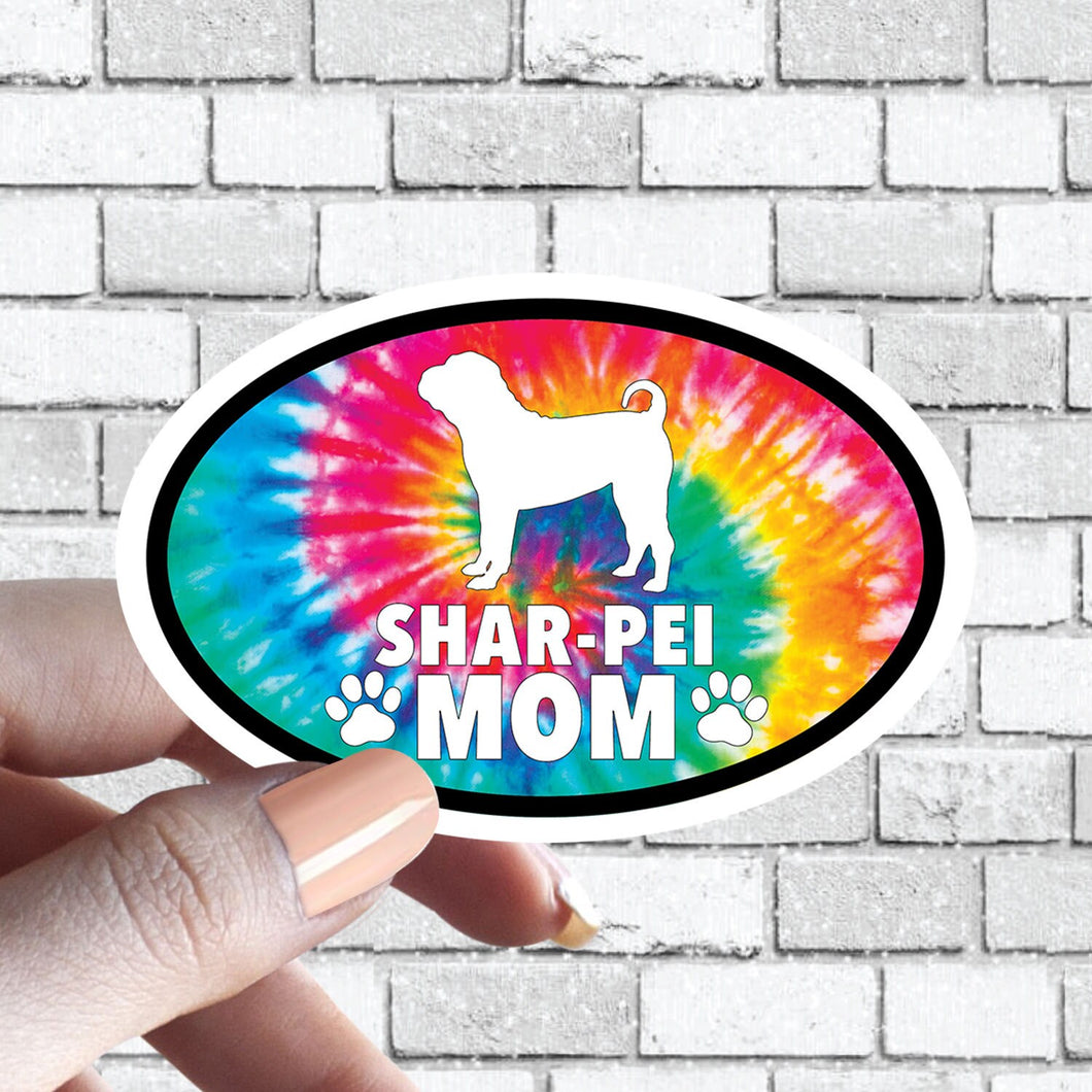 Shar-Pei - Shar Pei Dog Mom Oval Tie Dye Sticker