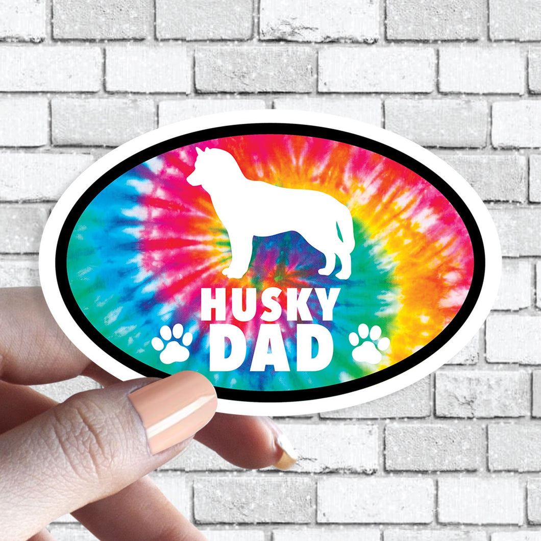 ANY DOG Custom Dog Dad Oval Tie Dye Dog Sticker