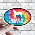 Mastiff - Mastiff Dog Grandpa Oval Tie Dye Dog Sticker