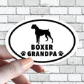 Boxer Grandpa - Dog Grandparent Oval Black and White Sticker