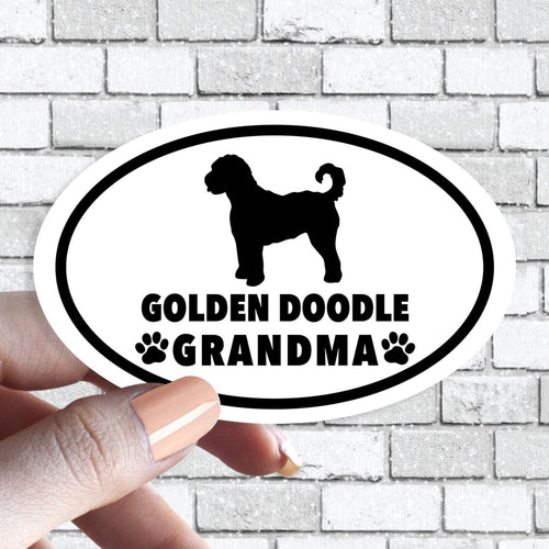 Doodle Grandma - Dog Grandparents Oval Black and White Dog Sticker