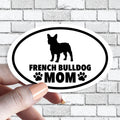 Frenchie French Bulldog Mom - Dog Mom Oval Black and White Dog Sticker