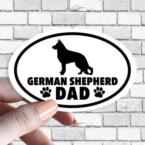 German Shepherd Dad - Dog Dad Oval Black and White Dog Sticker