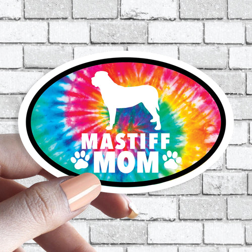 Mastiff - Mastiff Dog Mom Oval Tie Dye Dog Sticker