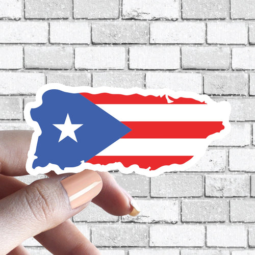 Puerto Rico Flag Puerto Rican Outline Silhouette Shape Flag USA PR US Sticker