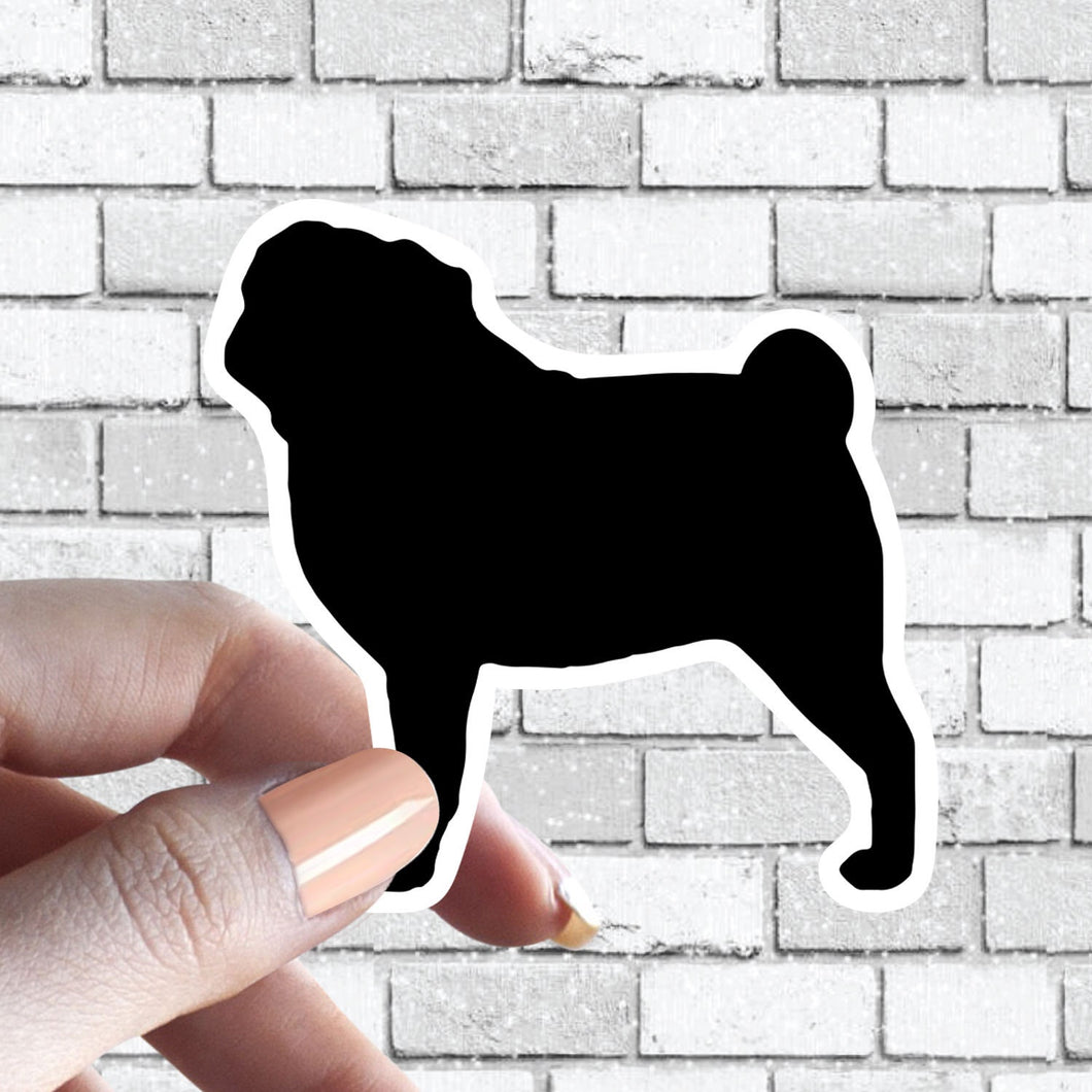 Pug Dog - I love my Pug Dog Sticker Black and White