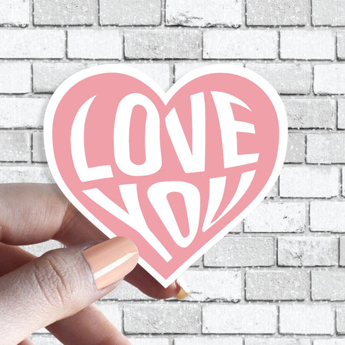 Love You Heart - Nude Light Pink Heart - Anniversary - Valentine's - Love You Sticker