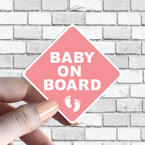 Baby On Board Sticker Caution Baby Pink Baby in Car Sticker Aesthetically Pleasing